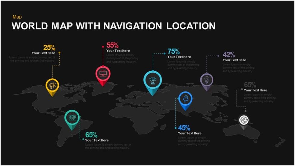 World Map with Navigation Location